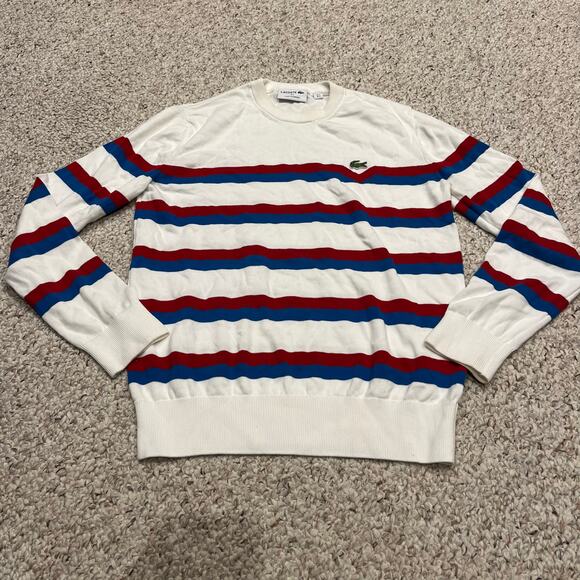 Lacoste Men's Striped Crew Neck Sweater Sz S Cotton Preppy Old Money - Picture 1 of 8